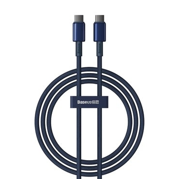 Pleteni kabel za punjenje i prijenos podataka  100W USB-A u USB-C kabel Baseus "Tungsten Gold" -  2m - navy blue