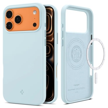Maska Spigen "Silicone Fit Mag" s magnetom za bežično punjenje za iPhone 17 Pro Max - mute blue