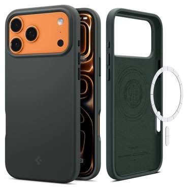 Maska Spigen "Silicone Fit Mag" s magnetom za bežično punjenje za iPhone 17 Pro - abyss green