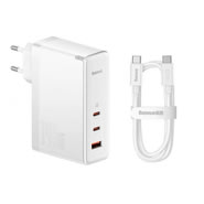 Zidni adapter za punjenje  140W, 2x USB-C, 1x USB-A s priloženim USB-C kablom Baseus "GaN5 Pro" - bijeli