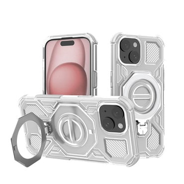 Hibridna maska "Carbon Shield Pro" za iPhone 15 - white transparent