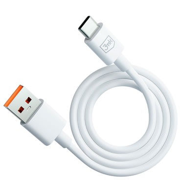 USB-A u USB-C kabel za punjenje i prijenos podataka 3mk "Hyper Silicone" - 60W - 1.2m - bijeli