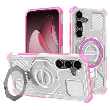 Hibridna maska "Carbon Shield Pro" za Samsung Galaxy S25 - pink transparent