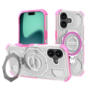 Hibridna maska "Carbon Shield Pro" za iPhone 16 - pink transparent