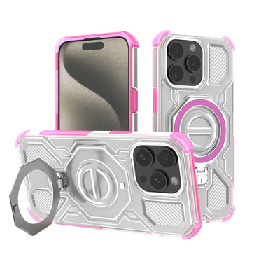 Hibridna maska "Carbon Shield Pro" za iPhone 15 Pro - pink transparent