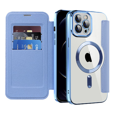 Torbica "SmartMag Book" s MagSafe tehnologijom i RFID novčanikom za iPhone 12 Pro - light blue