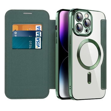 Torbica "SmartMag Book" s MagSafe tehnologijom i RFID novčanikom za iPhone 14 Pro Max - green