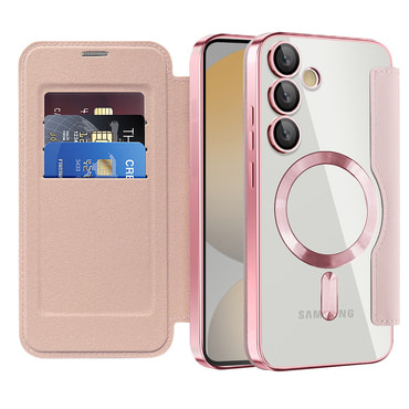 Torbica "SmartMag Book" s MagSafe tehnologijom i RFID novčanikom za Samsung Galaxy S24 FE - pink