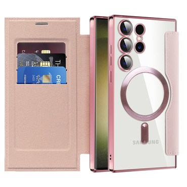 Torbica "SmartMag Book" s MagSafe tehnologijom i RFID novčanikom za Samsung Galaxy S23 Ultra - pink